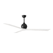 Matthews Fans Irene-3 72in 3-Blade Ceiling Fan | Matte Black and Matte White Solid Wood Blades | Covered Patio, Porch & Sunroom | Model IR3-BK-MWH-72