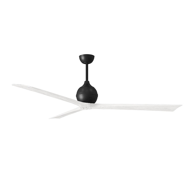 Matthews Fans Irene-3 72in 3-Blade Ceiling Fan | Matte Black and Matte White Solid Wood Blades | Covered Patio, Porch & Sunroom | Model IR3-BK-MWH-72