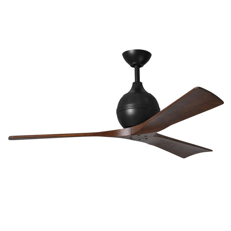 Matthews Fans Irene-3 52in 3-Blade Ceiling Fan | Contemporary Matte Black and Walnut Wood | Living Room & Covered Patio | Model IR3-BK-WA-52