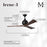 Matthews Fans Irene-3 3 Blade 52" Paddle Fan, Matte Black/Walnut