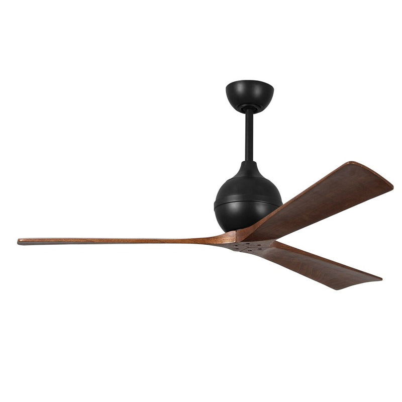 Matthews Fans Irene-3 60in 3-Blade Ceiling Fan | Contemporary Matte Black and Walnut Wood | Great Room & Covered Patio | Model IR3-BK-WA-60