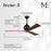 Matthews Fans Irene-3 3 Blade 60" Paddle Fan, Matte Black/Walnut