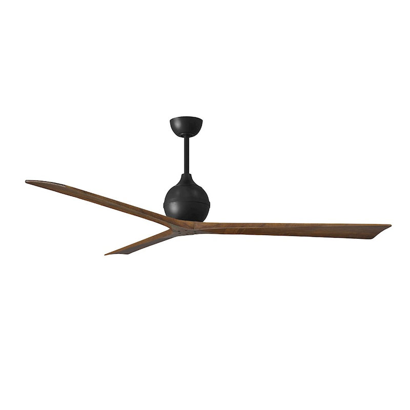 Matthews Fans Irene-3 72in 3-Blade Ceiling Fan | Contemporary Matte Black and Walnut Wood | Great Room & Covered Patio | Model IR3-BK-WA-72