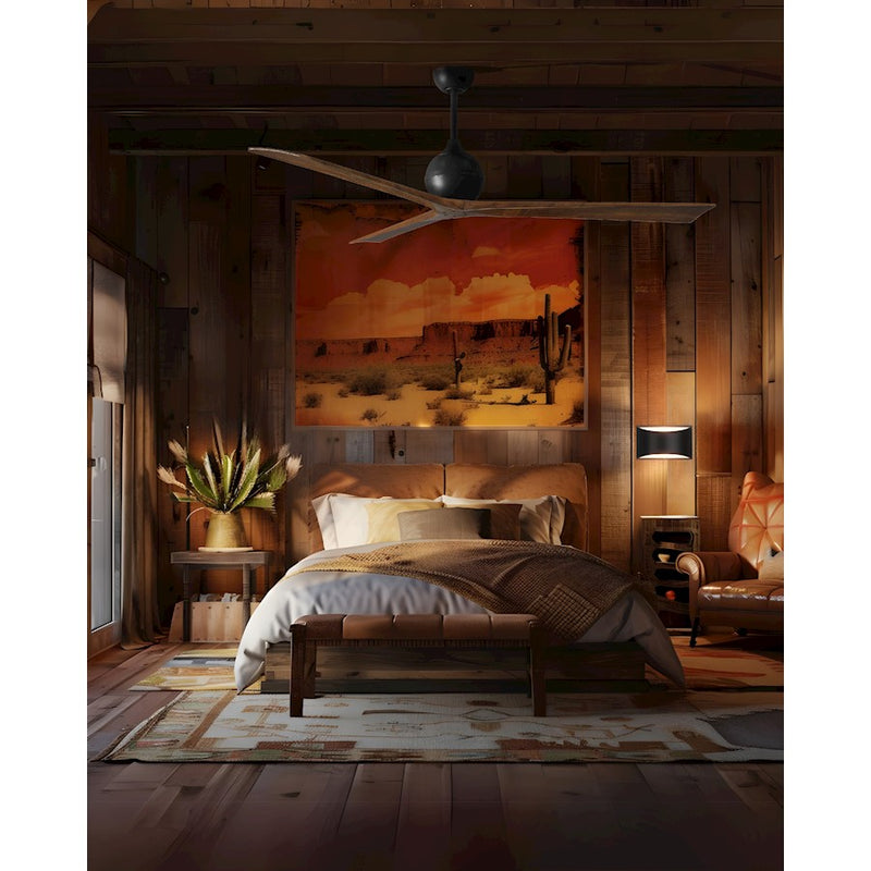 Matthews Fans Irene-3 72in 3-Blade Ceiling Fan | Contemporary Matte Black and Walnut Wood | Great Room & Covered Patio | Model IR3-BK-WA-72