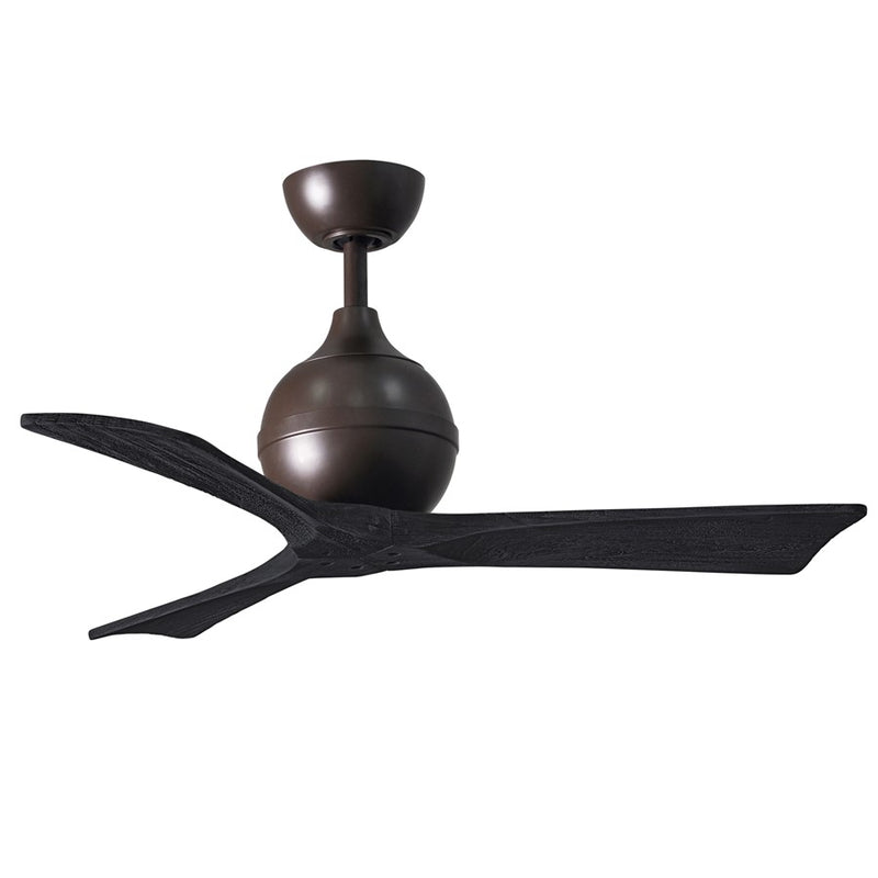 Matthews Fans Irene 3 42in 3-Blade Ceiling Fan | Textured Bronze Motor with Matte Black Solid Wood Blades | Bedroom & Kitchen | Model IR3-TB-BK-42