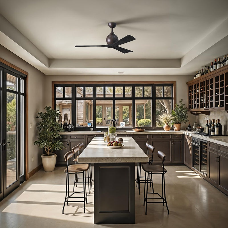 Matthews Fans Irene-3 52in 3-Blade Ceiling Fan | Textured Bronze and Matte Black Solid Wood | Bedroom & Living Room | Model IR3-TB-BK-52