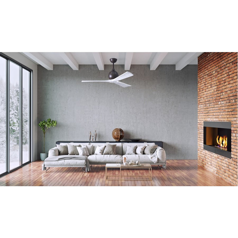 Matthews Fans Irene-3 42in 3-Blade Ceiling Fan | Contemporary Textured Bronze and Matte White Wood | Bedrooms & Small Offices | Model IR3-TB-MWH-42