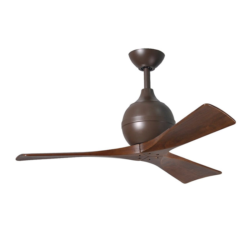 Matthews Fan Irene-3 42in 3-Blade Ceiling Fan | Rustic Textured Bronze and Walnut | Bedroom & Covered Patio | 42 x 42 x 11 in | Model IR3-TB-WA-42