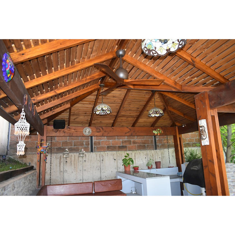 Matthews Fan Irene-3 52in 3-Blade Ceiling Fan | Rustic Textured Bronze and Walnut | Living Room & Covered Patio | 52 x 52 x 11 in | Model IR3-TB-WA-52