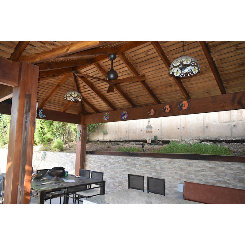 Matthews Fan Irene-3 52in 3-Blade Ceiling Fan | Rustic Textured Bronze and Walnut | Living Room & Covered Patio | 52 x 52 x 11 in | Model IR3-TB-WA-52