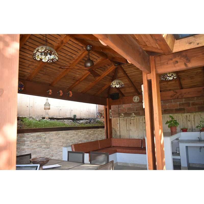 Matthews Fan Irene-3 52in 3-Blade Ceiling Fan | Rustic Textured Bronze and Walnut | Living Room & Covered Patio | 52 x 52 x 11 in | Model IR3-TB-WA-52
