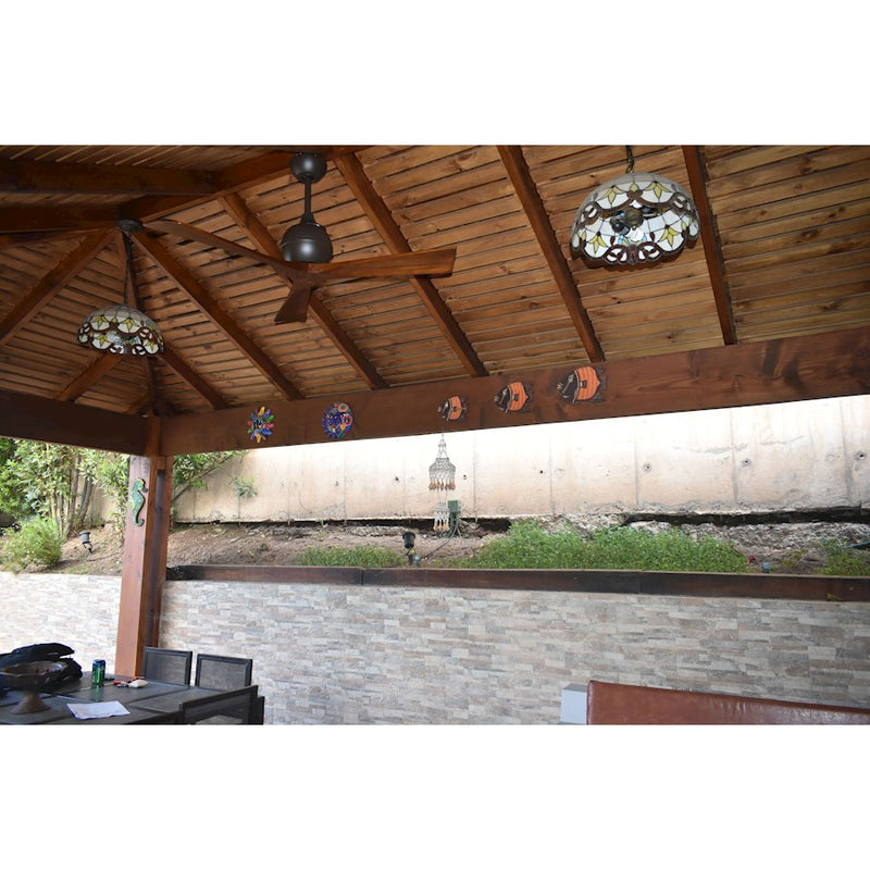 Matthews Fan Irene-3 52in 3-Blade Ceiling Fan | Rustic Textured Bronze and Walnut | Living Room & Covered Patio | 52 x 52 x 11 in | Model IR3-TB-WA-52
