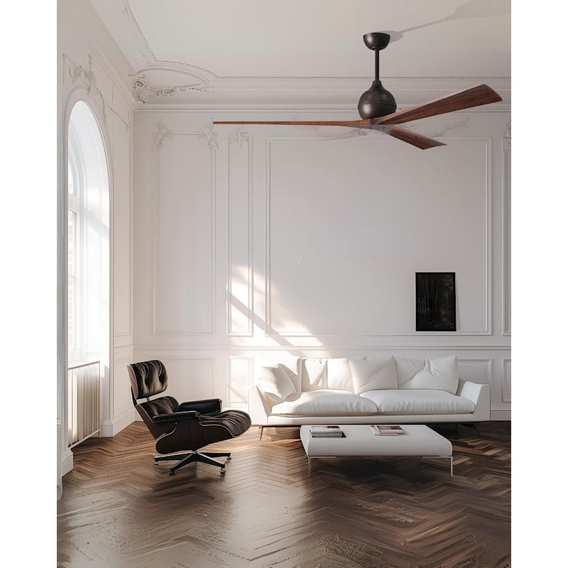 Matthews Fans Irene-3 72in 3-Blade Ceiling Fan | Contemporary Textured Bronze and Walnut Wood | Covered Patio & Large Living | Model IR3-TB-WA-72