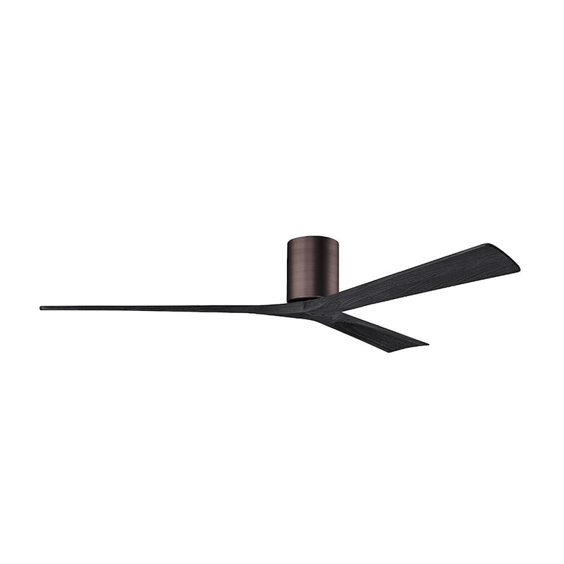 Matthews Fans Irene 3H 72in 3-Blade Ceiling Fan | Brushed Bronze and Matte Black Solid Wood Blades | Large Living Room | Model IR3H-BB-BK-72