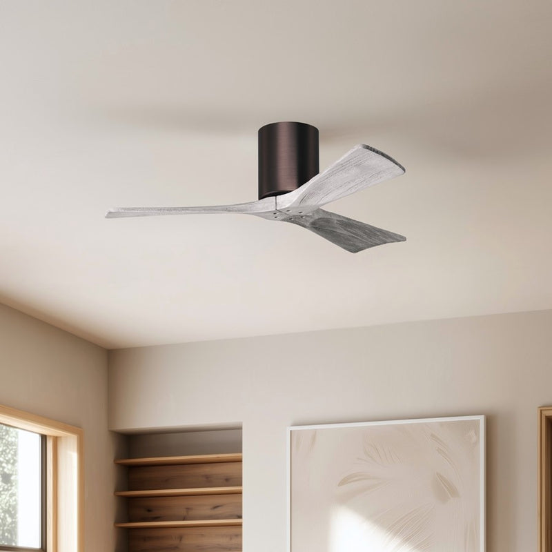 Matthews Fans Irene 3H 42in 3-Blade Ceiling Fan | Brushed Bronze and Barn Wood Solid Wood Blades | Bedroom & Covered Patio | Model IR3H-BB-BW-42