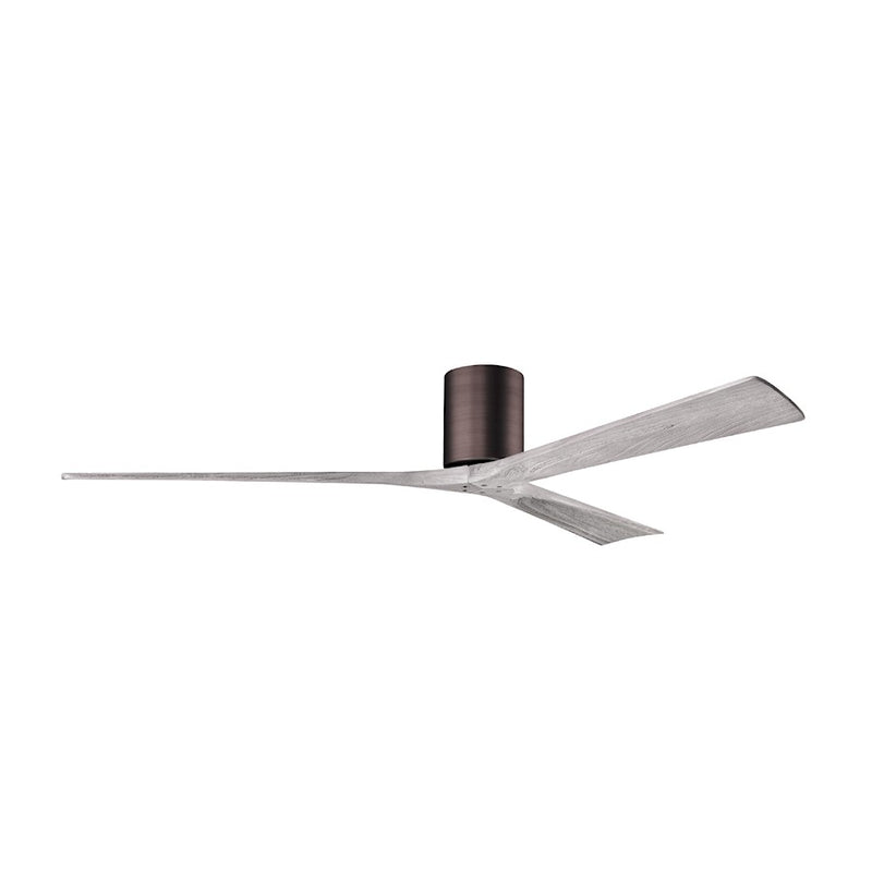Matthews Fans Irene-3H 72in 3-Blade Flush Mount Ceiling Fan | Rustic Brushed Bronze and Barn Wood | Great Rooms & Covered | Model IR3H-BB-BW-72