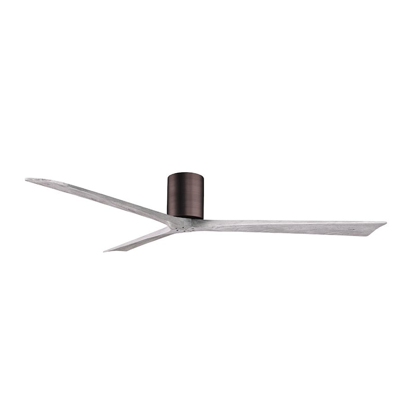 Matthews Fans Irene-3H 72in 3-Blade Flush Mount Ceiling Fan | Rustic Brushed Bronze and Barn Wood | Great Rooms & Covered | Model IR3H-BB-BW-72