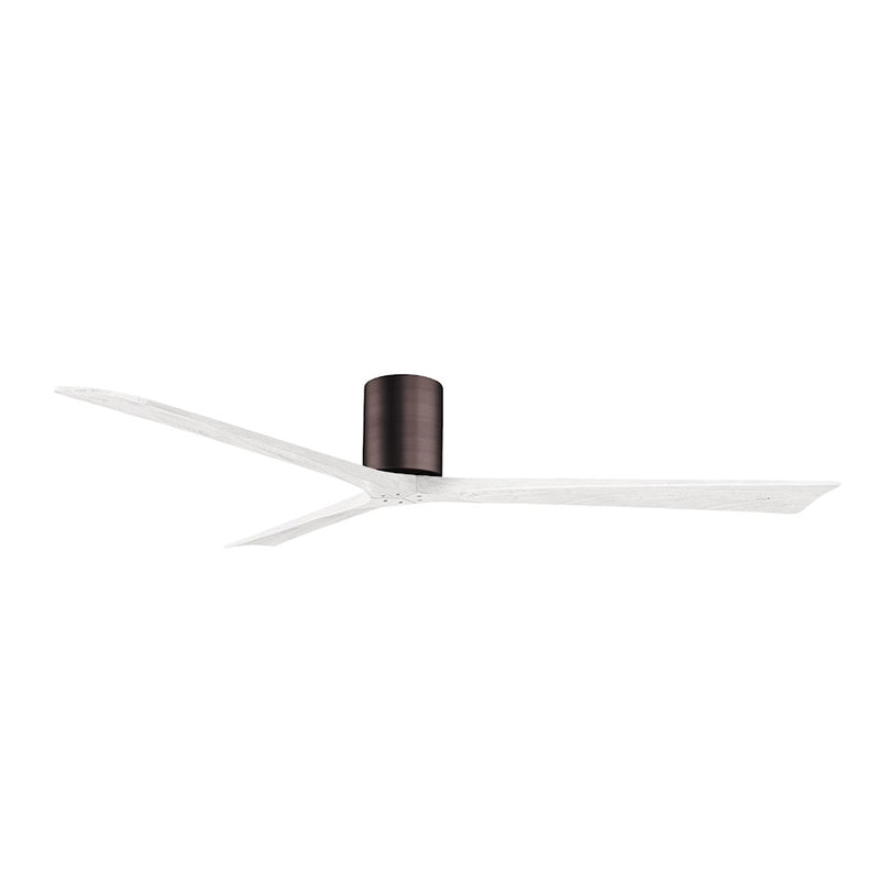 Matthews Fans Irene-3H 72in 3-Blade Flush Mount Ceiling Fan | Brushed Bronze and Matte White Solid Wood | Great Rooms | Model IR3H-BB-MWH-72