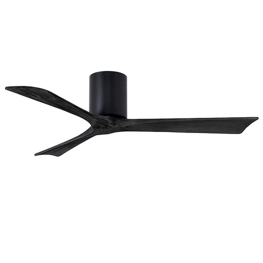 Matthews Fans Irene-3H 52in 3-Blade Flush Mount Ceiling Fan | Matte Black Solid Wood Blades | Living Rooms & Covered Patios | Model IR3H-BK-BK-52