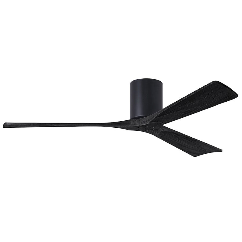 Matthews Fans Irene-3H 60in 3-Blade Flush Mount Ceiling Fan | Matte Black Solid Wood Blades | Great Rooms & Covered Patios | Model IR3H-BK-BK-60
