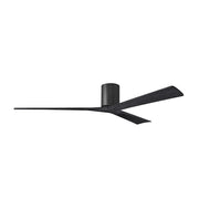 Matthews Fans Irene-3H 72in 3-Blade Flush Mount Ceiling Fan | Contemporary Matte Black and Matte Black Wood | Covered Patio | Model IR3H-BK-BK-72