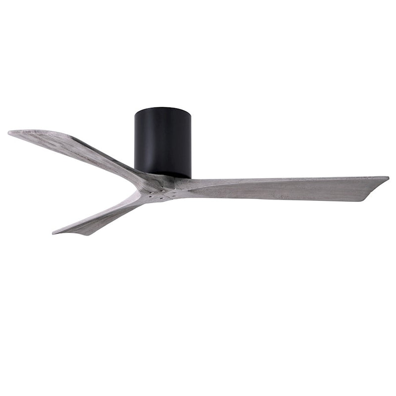 Matthews Fan Irene-H 52in 3-Blade Flush Mount Ceiling Fan | Matte Black and Barn Wood Solid Wood Blades | Bedroom & Living Room | Model IR3H-BK-BW-52