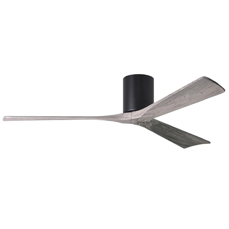 Matthews Fan Irene-H 60in 3-Blade Flush Mount Ceiling Fan | Matte Black and Barn Wood Solid Wood Blades | Bedroom & Living Room | Model IR3H-BK-BW-60