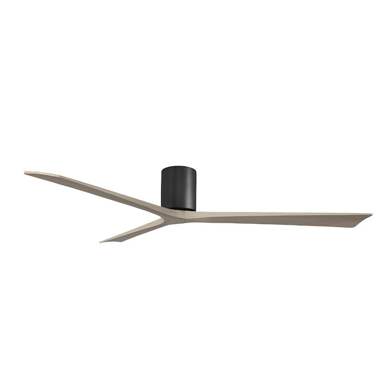 Matthews Fans Irene-3H 72in 3-Blade Flush Mount Ceiling Fan | Contemporary Matte Black and Gray Ash Wood | Great Room & Covered | Model IR3H-BK-GA-72