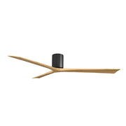 Matthews Fans Irene-3H 72in 3-Blade Flush Mount Ceiling Fan | Matte Black and Light Maple Wood | Indoor/Outdoor Damp Rated | Model IR3H-BK-LM-72