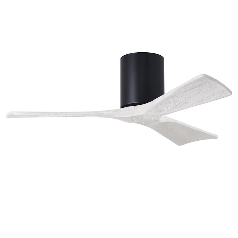 Matthews Fans Irene-3H 42in 3-Blade Ceiling Fan | Matte Black and Matte White Wood | Indoor/Outdoor Damp Rated | Model IR3H-BK-MWH-42