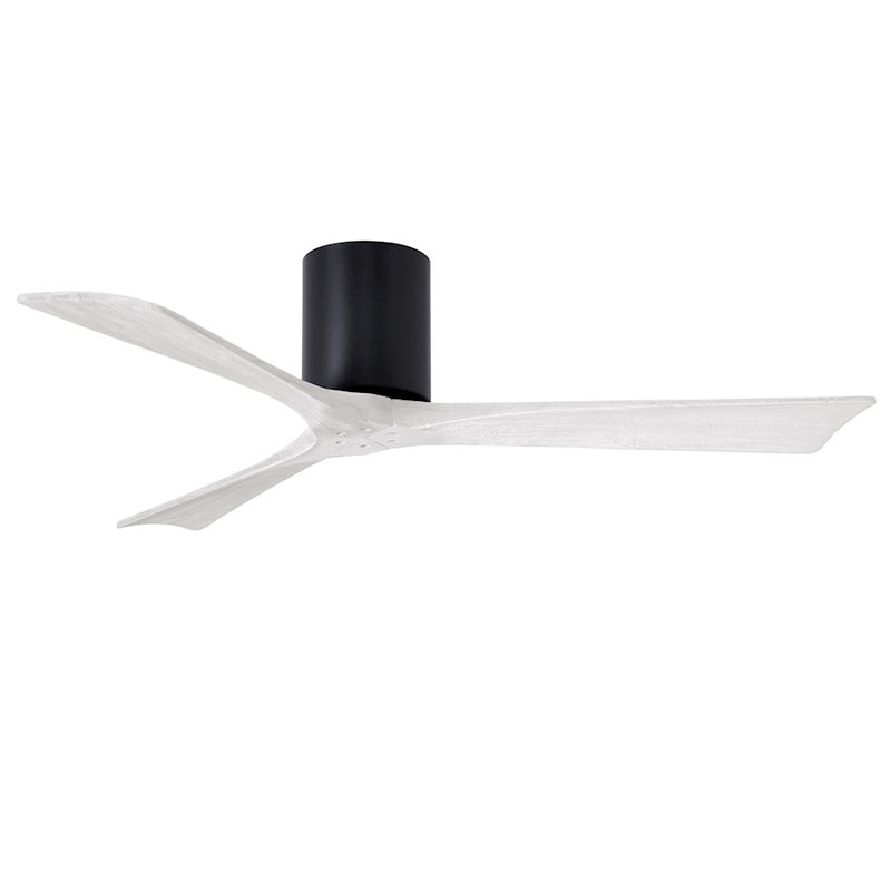 Matthews Fans Irene-3H 52in 3-Blade Ceiling Fan | Matte Black and Matte White Wood | Indoor/Outdoor Damp Rated | Model IR3H-BK-MWH-52