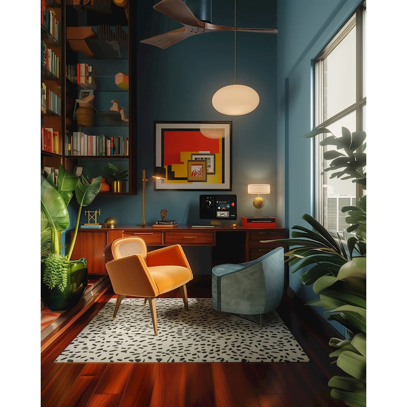 Matthews Fan Irene-H 42in 3-Blade Flush Mount Ceiling Fan | Matte Black and Walnut Solid Wood Blades | Bedroom & Living Room | Model IR3H-BK-WA-42