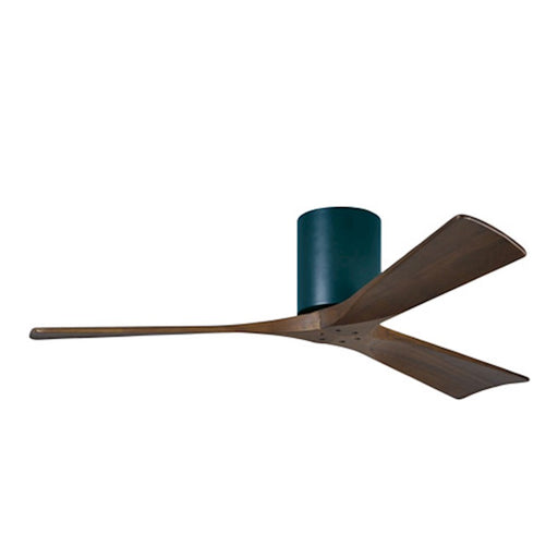 Matthews Fan Irene-3H 52in 3-Blade Ceiling Fan | Rustic Modern Matte Black and Walnut Wood Blades | Living Room & Covered Patio | Model IR3H-BK-WA-52