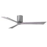 Matthews Fan Irene-H 60in 3-Blade Flush Mount Ceiling Fan | Brushed Nickel and Barn Wood | Living Room & Covered Patio | Model IR3H-BN-BW-60