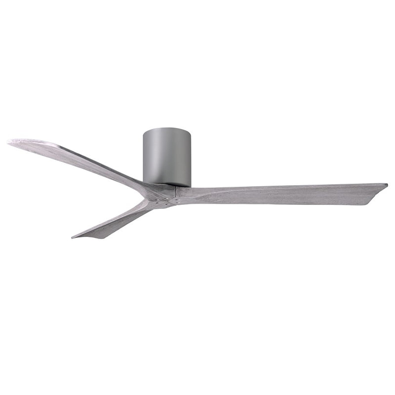 Matthews Fan Irene-H 60in 3-Blade Flush Mount Ceiling Fan | Brushed Nickel and Barn Wood | Living Room & Covered Patio | Model IR3H-BN-BW-60