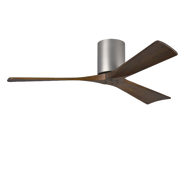 Matthews Fan Irene-H 52in 3-Blade Flush Mount Ceiling Fan | Brushed Nickel and Walnut | Living Room & Covered Patio | Model IR3H-BN-WA-52