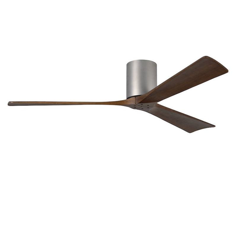 Matthews Fan Irene-H 60in 3-Blade Flush Mount Ceiling Fan | Brushed Nickel and Walnut | Living Room & Covered Patio | Model IR3H-BN-WA-60