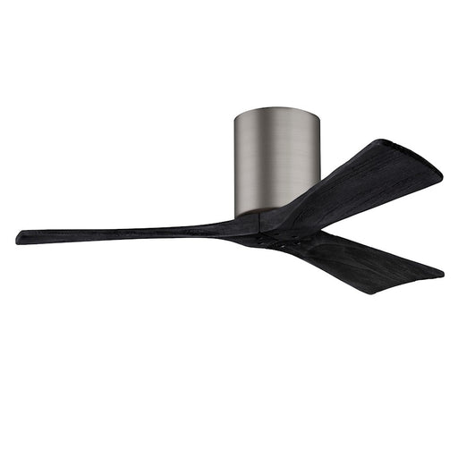 Matthews Fans Irene-3H 42in 3-Blade Flush Mount Ceiling Fan | Contemporary Brushed Pewter and Matte Black Wood | Bedroom | Model IR3H-BP-BK-42
