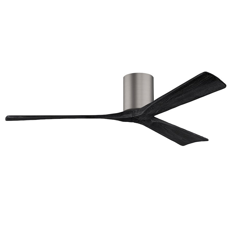 Matthews Fans Irene-3H 60in 3-Blade Flush Mount Ceiling Fan | Contemporary Brushed Pewter and Matte Black Wood | Great Room | Model IR3H-BP-BK-60