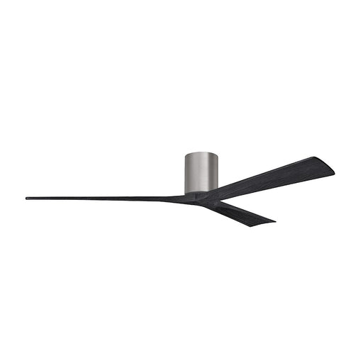 Matthews Fans Irene-3H 72in 3-Blade Flush Mount Ceiling Fan | Brushed Pewter and Matte Black Solid Wood Blades | Covered Patio | Model IR3H-BP-BK-72