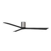 Matthews Fans Irene-3H 72in 3-Blade Flush Mount Ceiling Fan | Brushed Pewter and Matte Black Solid Wood Blades | Covered Patio | Model IR3H-BP-BK-72