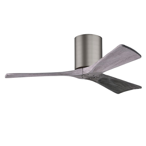 Matthews Fans Irene-3H 42in 3-Blade Flush Mount Ceiling Fan | Brushed Pewter and Barnwood Solid Wood Blades | Covered Porch | Model IR3H-BP-BW-42