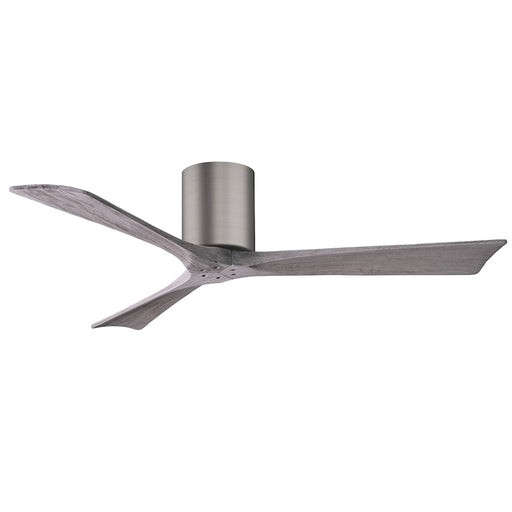 Matthews Fans Irene-3H 52in 3-Blade Flush Mount Ceiling Fan | Brushed Pewter and Barnwood Solid Wood Blades | Covered Porch | Model IR3H-BP-BW-52