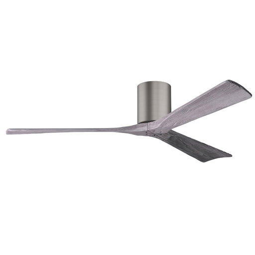 Matthews Fans Irene-3H 60in 3-Blade Flush Mount Ceiling Fan | Brushed Pewter and Barnwood Solid Wood Blades | Covered Porch | Model IR3H-BP-BW-60