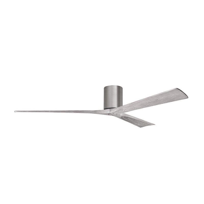 Matthews Fans Irene-3H 72in 3-Blade Flush Mount Ceiling Fan | Brushed Pewter and Barn Wood | Great Room & Covered Patio | Model IR3H-BP-BW-72