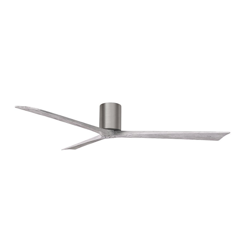 Matthews Fans Irene-3H 72in 3-Blade Flush Mount Ceiling Fan | Brushed Pewter and Barn Wood | Great Room & Covered Patio | Model IR3H-BP-BW-72