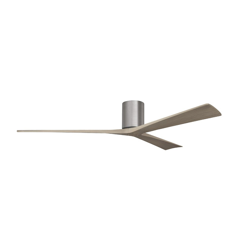 Matthews Fans Irene-3H 72in 3-Blade Flush Mount Ceiling Fan | Brushed Pewter and Gray Ash Wood | Covered Patio & Large Rooms | Model IR3H-BP-GA-72