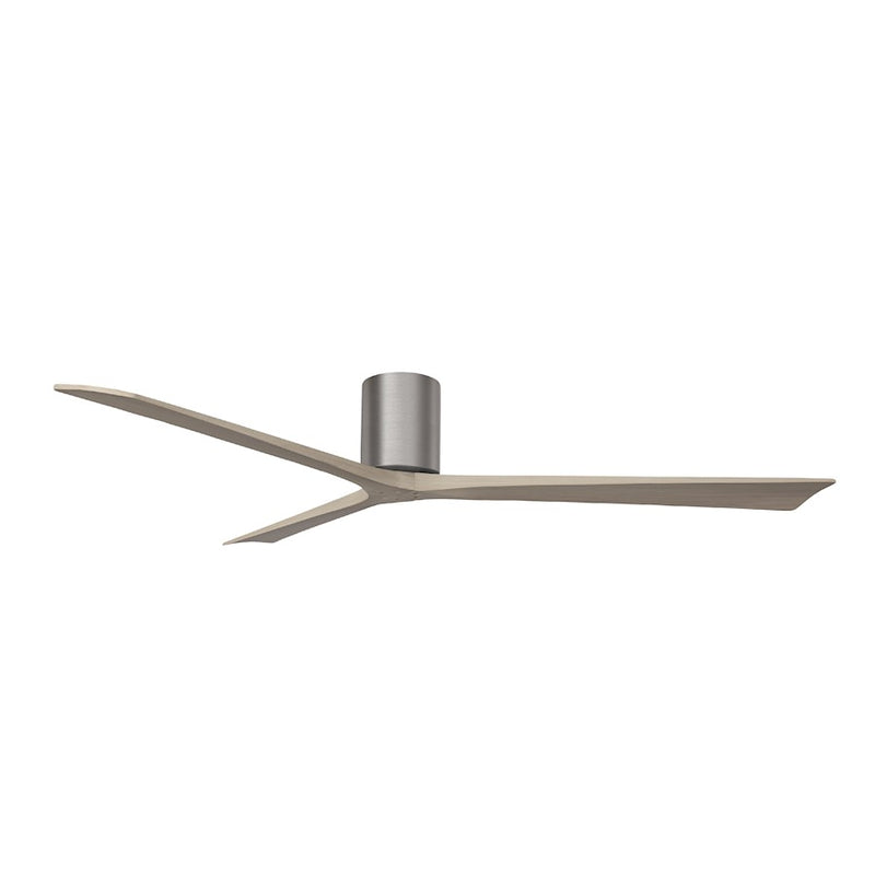 Matthews Fans Irene-3H 72in 3-Blade Flush Mount Ceiling Fan | Brushed Pewter and Gray Ash Wood | Covered Patio & Large Rooms | Model IR3H-BP-GA-72
