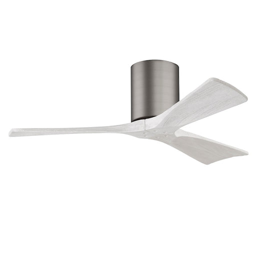 Matthews Fans Irene-3H 42in 3-Blade Flush Mount Ceiling Fan | Brushed Pewter and Matte White Solid Wood | Bedrooms & Covered | Model IR3H-BP-MWH-42