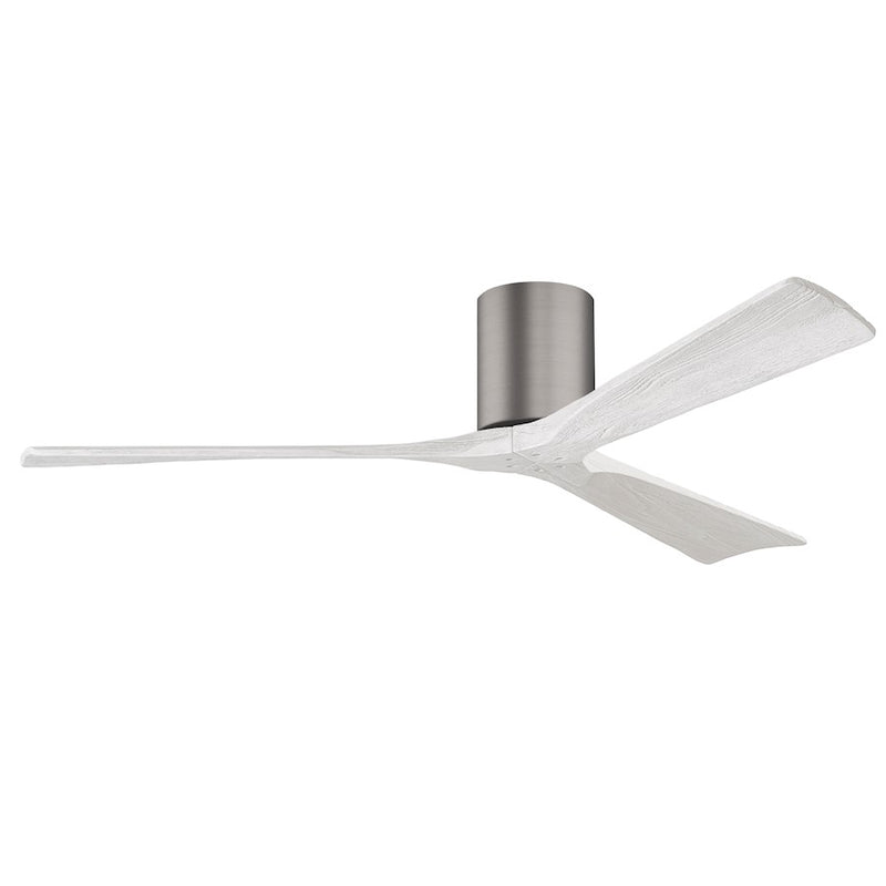 Matthews Fans Irene-3H 60in 3-Blade Flush Mount Ceiling Fan | Brushed Pewter and Matte White Solid Wood | Great Rooms | Model IR3H-BP-MWH-60